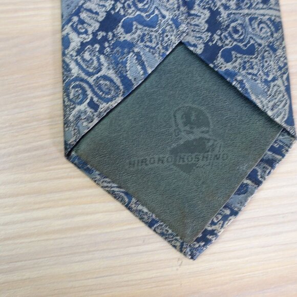 HIROKO KOSHINO HOMME Neck Tie Mens Blue Paisley Silk Luxury Japanese‎ Designer - Picture 7 of 13